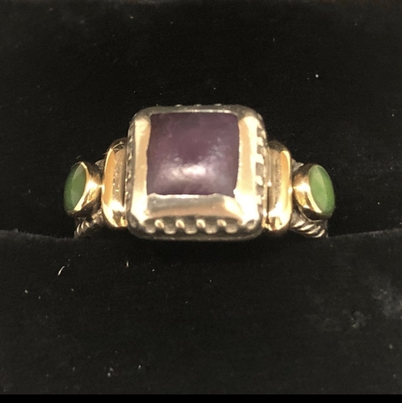 Vintage Reve Sterling Silver 14k Yellow Gold Ring 7 - Picture 3 of 8